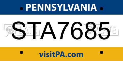 STA7685 Pennsylvania License Plate