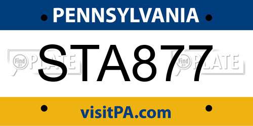 STA877 Pennsylvania License Plate
