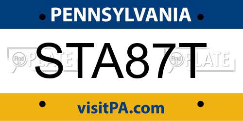 STA87T Pennsylvania License Plate