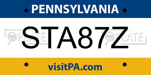 STA87Z Pennsylvania License Plate
