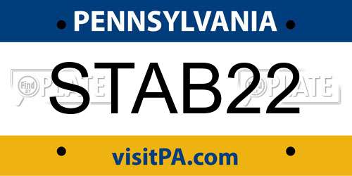 STAB22 Pennsylvania License Plate
