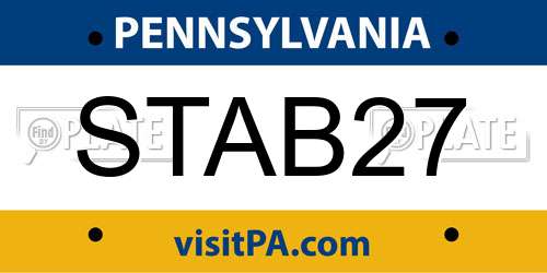 STAB27 Pennsylvania License Plate