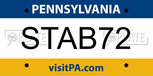 STAB72 Pennsylvania License Plate