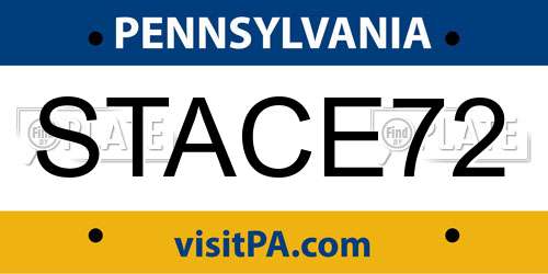 STACE72 Pennsylvania License Plate