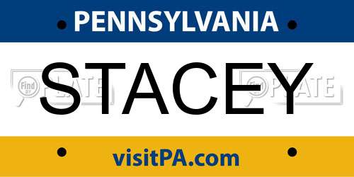 STACEY Pennsylvania License Plate