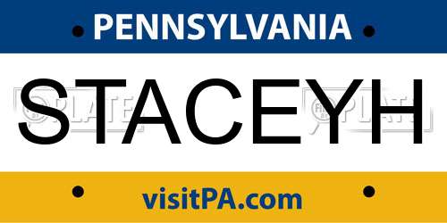 STACEYH Pennsylvania License Plate