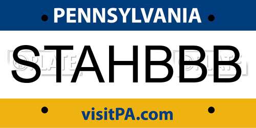 STAHBBB Pennsylvania License Plate