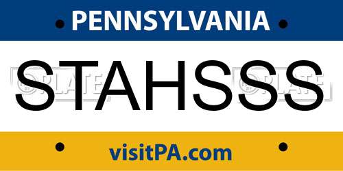 STAHSSS Pennsylvania License Plate