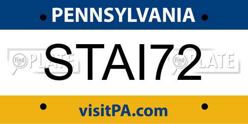 STAI72 Pennsylvania License Plate