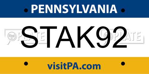 STAK92 Pennsylvania License Plate