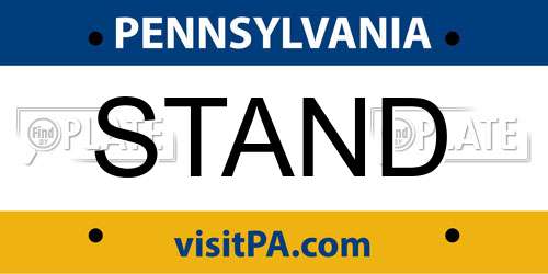 STAND Pennsylvania License Plate