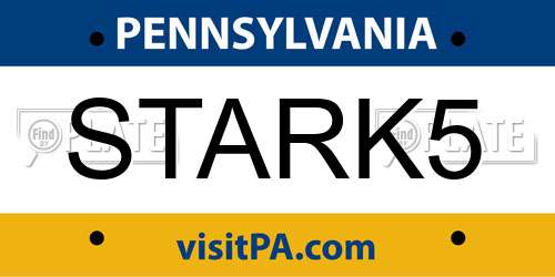 STARK5 Pennsylvania License Plate