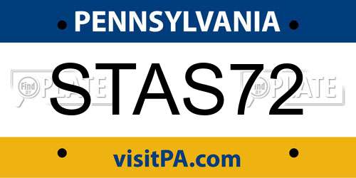STAS72 Pennsylvania License Plate
