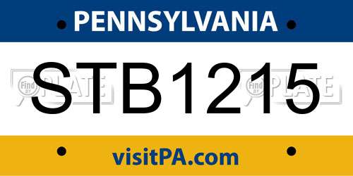 STB1215 Pennsylvania License Plate