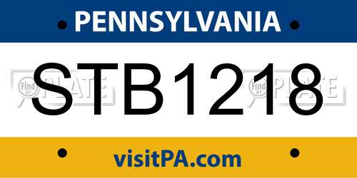 STB1218 Pennsylvania License Plate