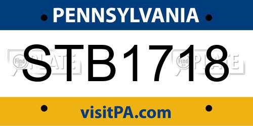 STB1718 Pennsylvania License Plate