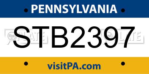 STB2397 Pennsylvania License Plate