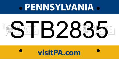 STB2835 Pennsylvania License Plate