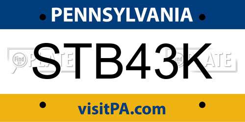 STB43K Pennsylvania License Plate