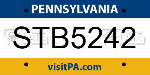STB5242 Pennsylvania License Plate