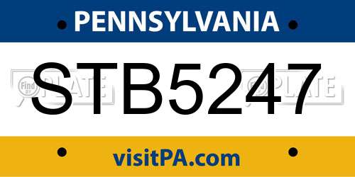 STB5247 Pennsylvania License Plate