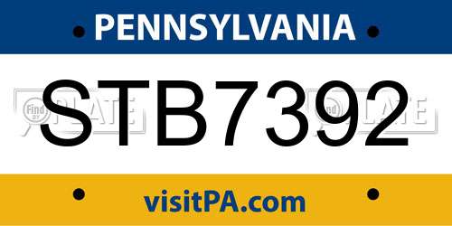STB7392 Pennsylvania License Plate