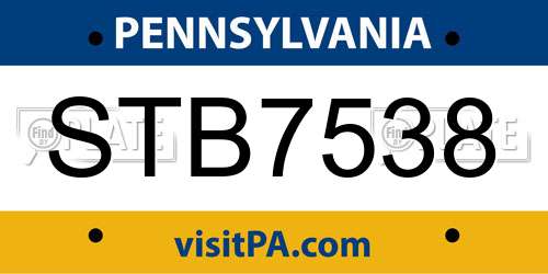 STB7538 Pennsylvania License Plate