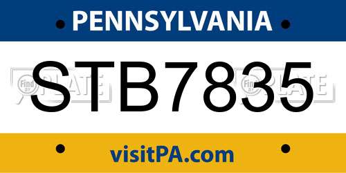 STB7835 Pennsylvania License Plate