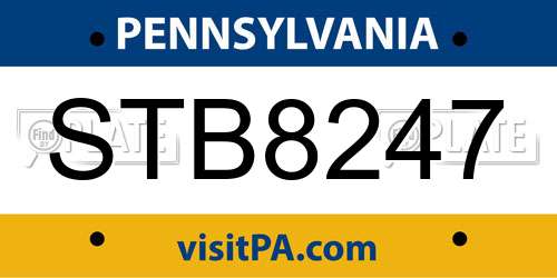 STB8247 Pennsylvania License Plate