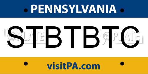 STBTBTC Pennsylvania License Plate