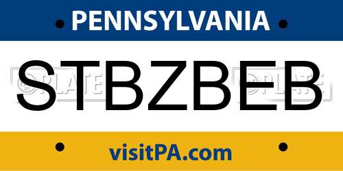STBZBEB Pennsylvania License Plate