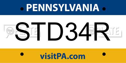 STD34R Pennsylvania License Plate