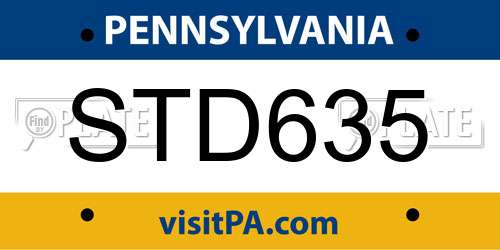 STD635 Pennsylvania License Plate
