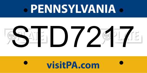 STD7217 Pennsylvania License Plate
