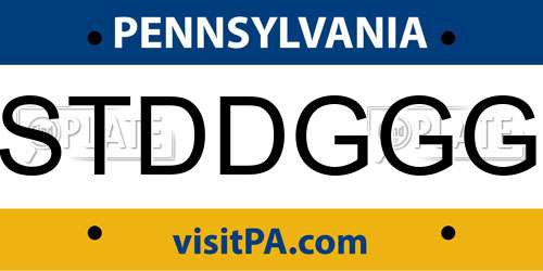 STDDGGG Pennsylvania License Plate