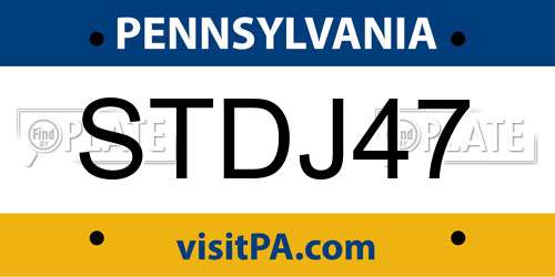 STDJ47 Pennsylvania License Plate