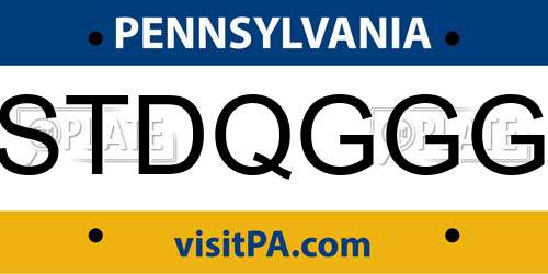STDQGGG Pennsylvania License Plate