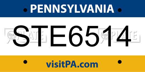 STE6514 Pennsylvania License Plate