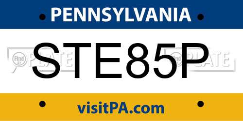 STE85P Pennsylvania License Plate