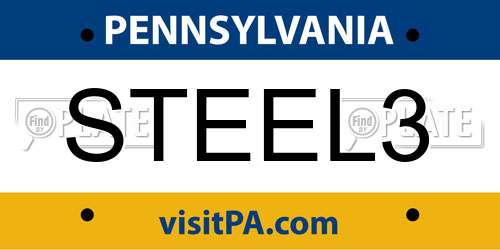 STEEL3 Pennsylvania License Plate