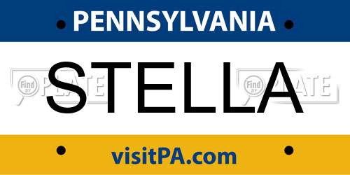STELLA Pennsylvania License Plate