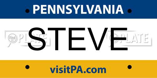 STEVE Pennsylvania License Plate