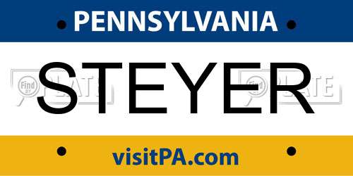 STEYER Pennsylvania License Plate