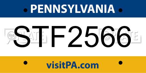 STF2566 Pennsylvania License Plate