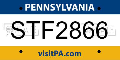 STF2866 Pennsylvania License Plate