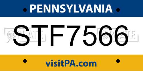 STF7566 Pennsylvania License Plate