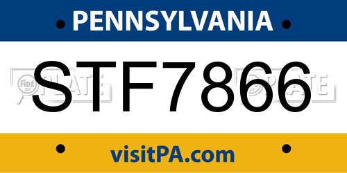 STF7866 Pennsylvania License Plate