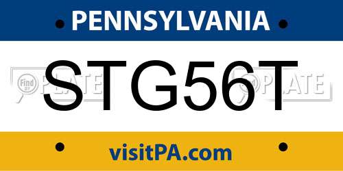 STG56T Pennsylvania License Plate