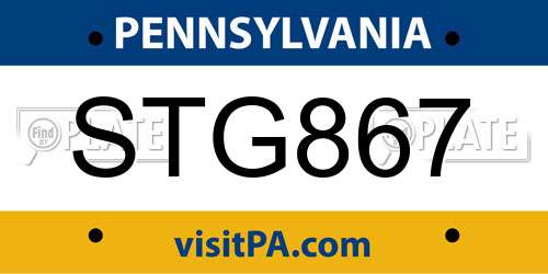 STG867 Pennsylvania License Plate