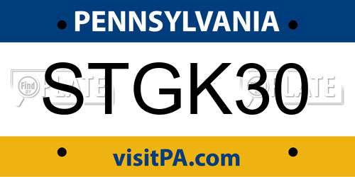 STGK30 Pennsylvania License Plate